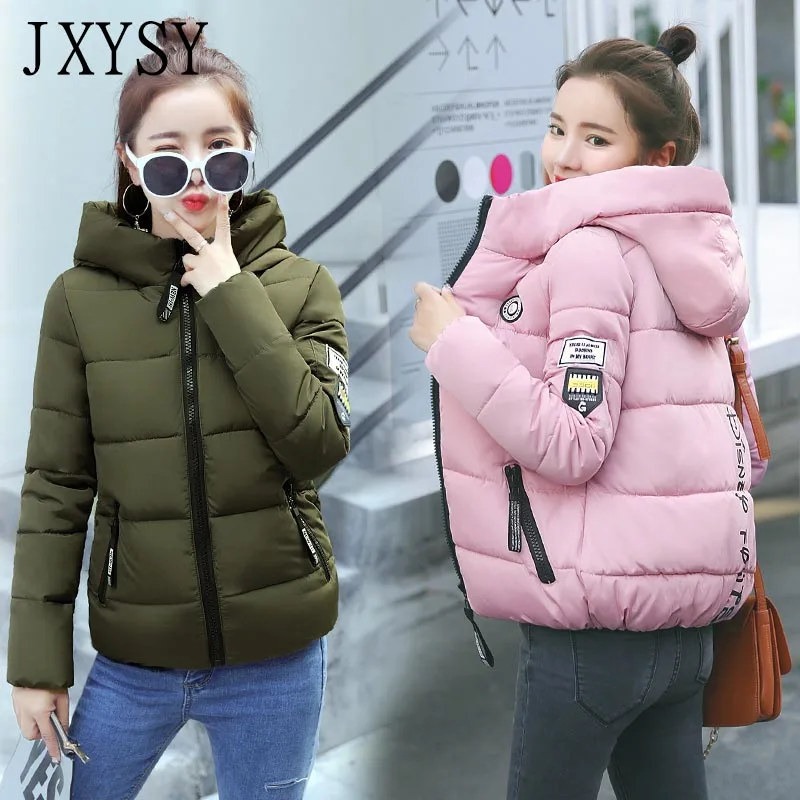 

Women Short Parkas Winter Jacket 2019 Slim Warm Hooded Female Coat Solid Plus Size Zipper Short Down Parkas Jacket Women Tops