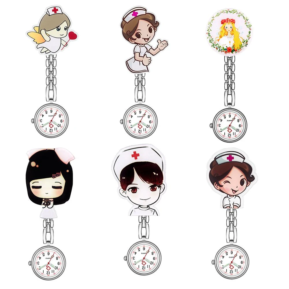 Mode Kartun 3D Anak Perempuan Wanita Angka Kuarsa Clip On Fob Perawat Dokter Gantung Medis Jam Saku Bercahaya Hadiah Dropshipping Pocket Watches Fob AliExpress