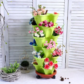 

Dimensional Flower Pot Stackable Plant Pots Cachepot for flowers Decorative Flowerpot Plant Strawberry Vertical Garden Indoor