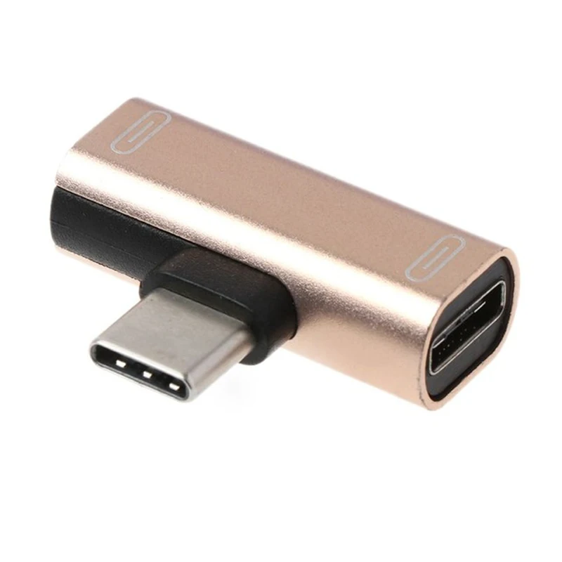 Золотой Dobule Тип C USB-C наушники аудио зарядка зарядное устройство адаптер сплиттер конвертер для Xiaomi huawei адаптер аксессуар - Цвет: Золотой