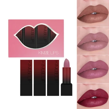 

4pcs/set Rose Matte Lipstick Set Long-lasting Waterproof Non-stick Cup Velvet Lipstick Cosmetic