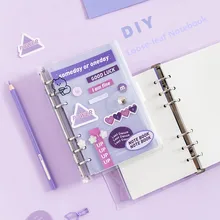 

A6 PVC Storage Loose-leaf Notebooks Journals Agenda Free Stickers Separator Page Kawaii Planner papeleria Stationery