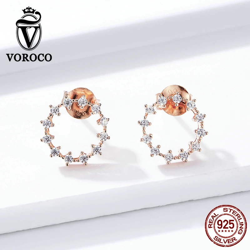 Женские круглые серьги-гвоздики VOROCO BNE323 Ювелирное Украшение в Корейском стиле из