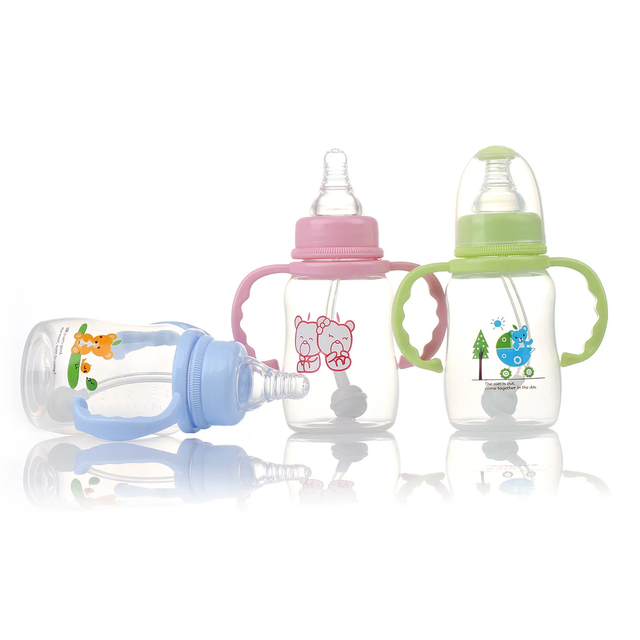 

Newborn Baby Bottle Standard Mouth Weaning Artifact Storage Feeding Bottle Bring Handle Security PP Feeding Bottle 150ml