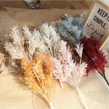 

Fake Spray Color Plant (6 stems/unch) 13.78" Length Simulation Plastic Pine Grass for Wedding Home Decorative Artificial Plants