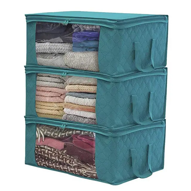 Online Shop 3pcs Folding Clothes Organizer Quilt Storage Case With