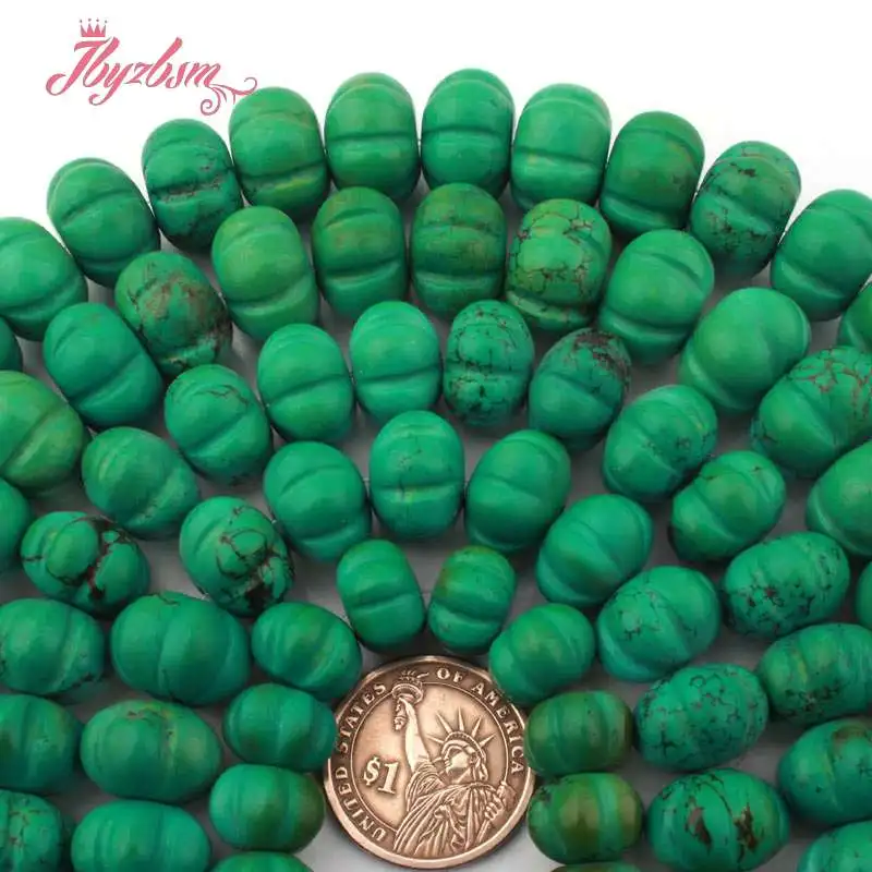 10x14,12x16,13x18mm Pumpkin GreenTurquoise Stone Loose Bead For DIY Necklace Bracelets Jewelry Making 15