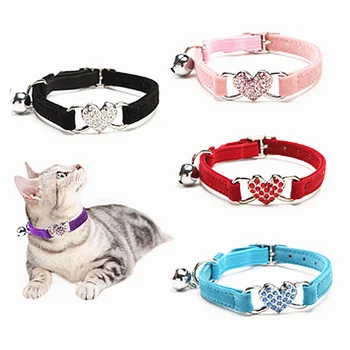 

1PC Pet Dog Cat Collar With Heart Shaped Crystal Diamond Collar For Kitten Puppy Leash Collar For Cat Small Dog Pet Supplies