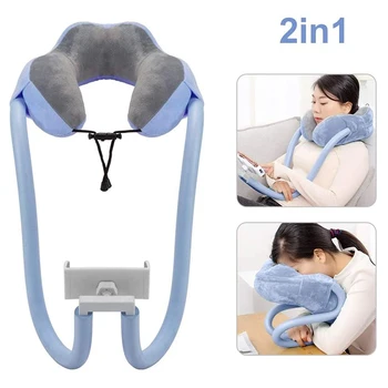 

2-in-1 U-Shaped Pillow with Gooseneck Phone Holder Multifunction Pillow and Cell Phone Mount 66CY