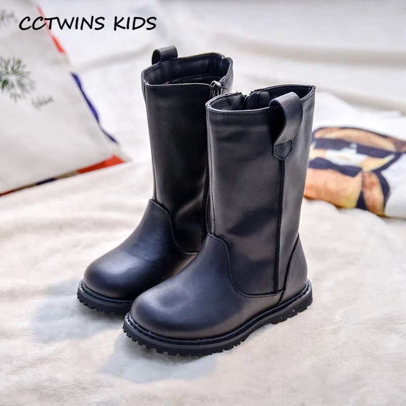 CCTWINS/детская обувь; коллекция года; зимние детские модные высокие сапоги; детская черная теплая обувь для девочек; ботинки из натуральной кожи для малышей; HB071