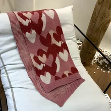 

Designer Brand Winter Warm Scarf for Women Girls Cute Heart Print Blanket Scarves Winter Warm Shawls Wrap Female Knit Foulard
