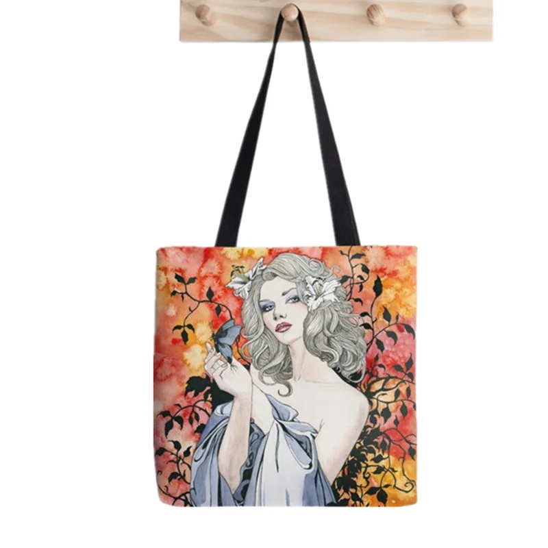 Shopper Lady bug Entwined Tote Bag Printed Tote Bag women Harajuku shopper handbag girl Shoulder shopping bag Lady Canvas Bag