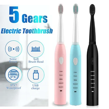 

Ultrasonic Sonic Electric Toothbrush Rechargeable Tooth Brushes Washable Electronic Whitening Teeth Brush Adult Timer Toothbrush