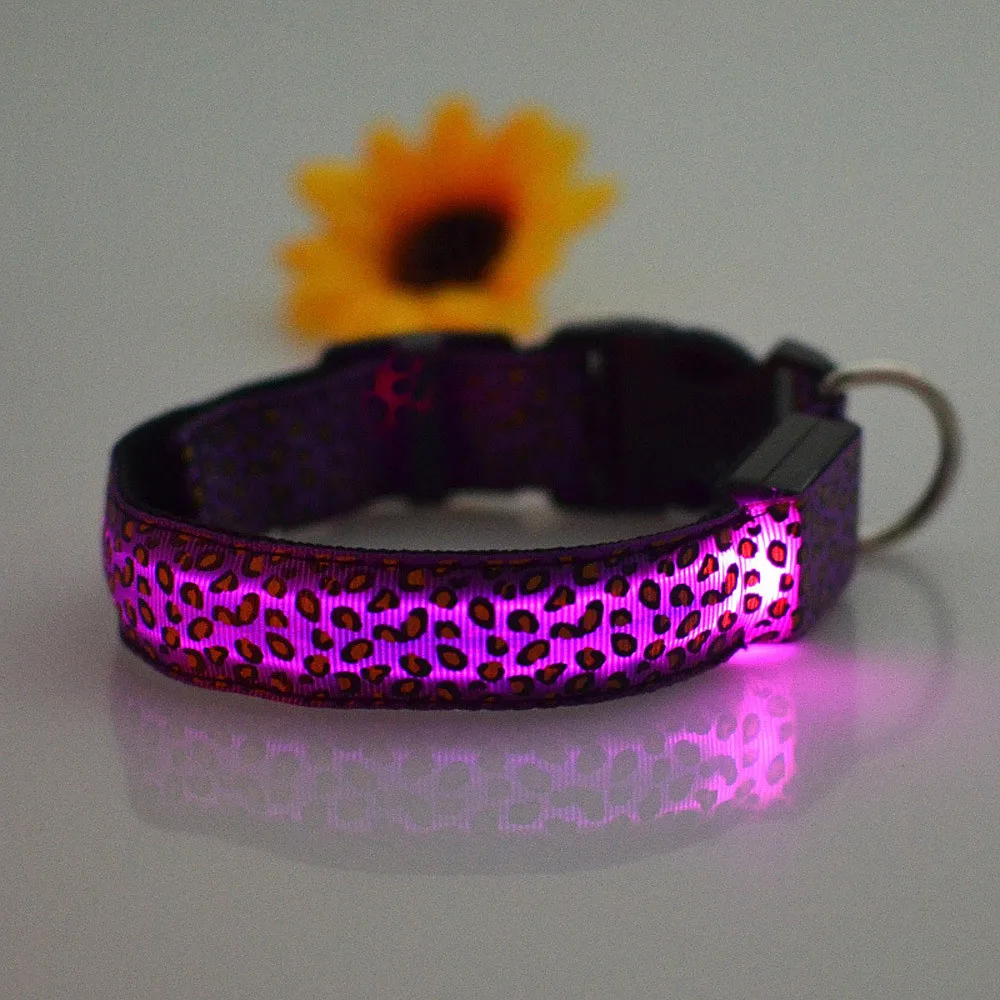 Pet Leopard Style Collars Glow USB Durable Adjustable safe Rechargeable Pet Collar LED Flashing Glowing Light Dog Cat supplie#yl - Цвет: 4