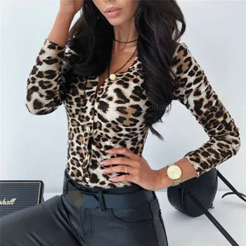 

Rompers Womens Bodysuit Sexy Slim Fit Overalls Fashion Animal Print Body Femme Streetwear Autumn Spring Casual Clothing 2019