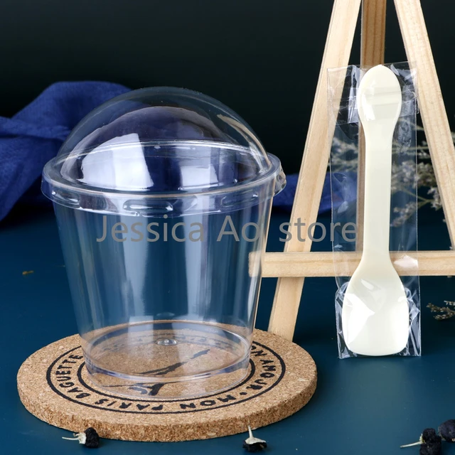Disposable Dessert Cups Lids  Plastic Disposable Pudding Cup - 50pcs  Disposable - Aliexpress