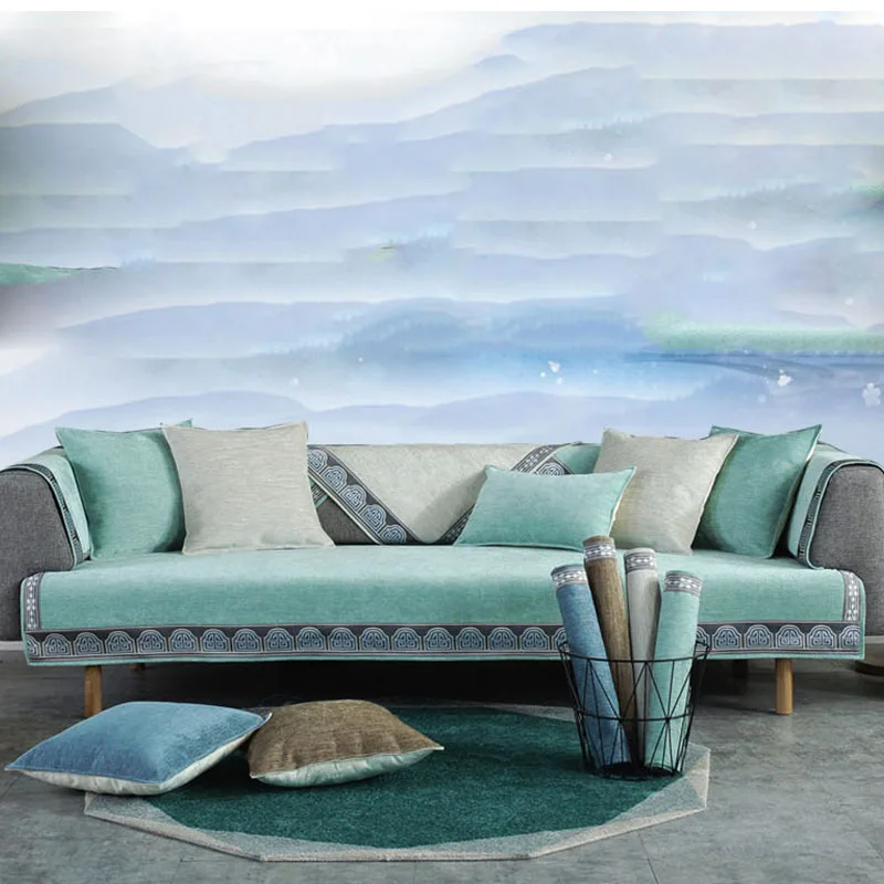 Sofa Cover Cushion Modern Minimalist Chenille Sofa Cover Cover Four Seasons Universal Leather Non-slip 1/2/3/4 Seater
