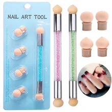 Gradient Nail Art Sponge Pena Set Transfer Warna Kuas Nail Art Uv Gel Lukisan Alat Bisa Diganti Kepala Kuku Desain Spons set(China)