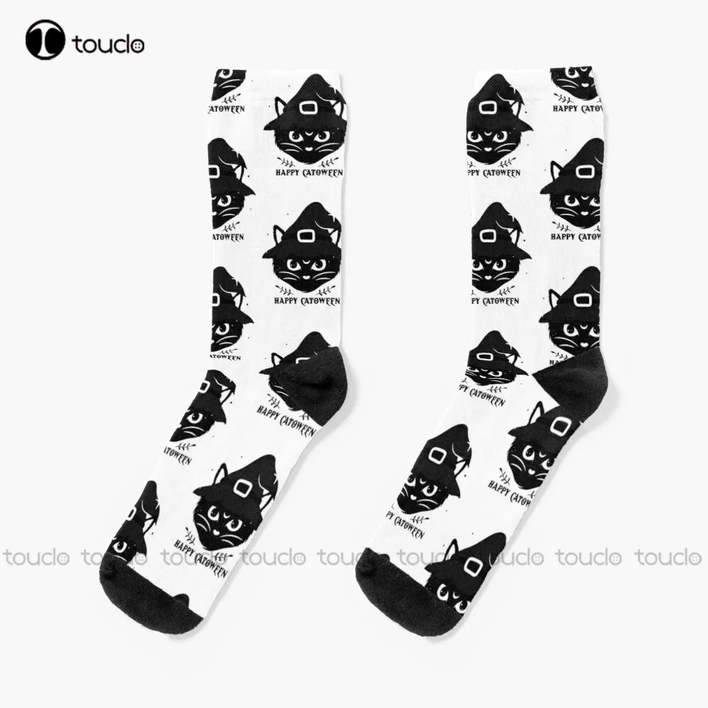 Catoween Dolcetto O Scherzetto Happy Meoween Meow I Mean Boo Cat Holiday Ghost Halloween Cat Boo Boo Boo Meow Witch Spooky Scary Socks