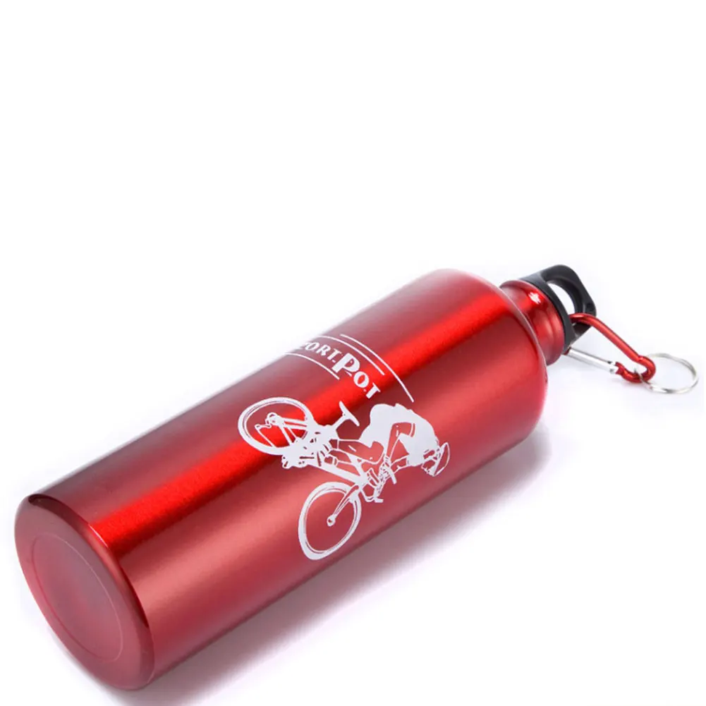 Outdoor 750ML Water Drinking Bottle Carabiner Hiking Cycling Aluminum Cup