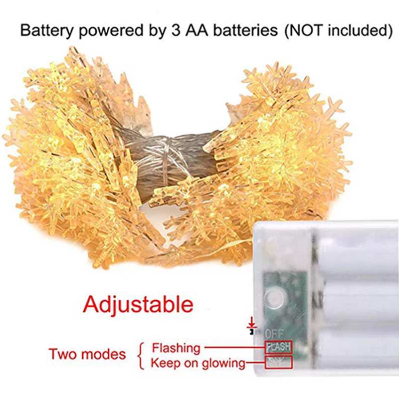 3 м 20 штук Светодиодный снежинками теплые Цвет светильник строка год зимние Merry Поставки Рождество Рождественские украшения для дома Дерево