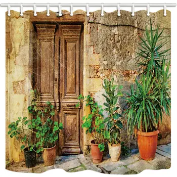 

Italy Rustic Old House Bathroom Shower Curtain Waterproof Fabric