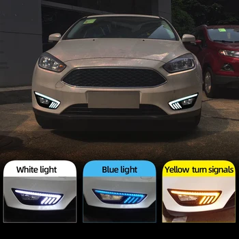 

CSCSNL 2PCS LED for Ford focus 4 2015 2016 2017 2018 DRL daytime running lights daylight with Yellow turn signal ABS fog lamp