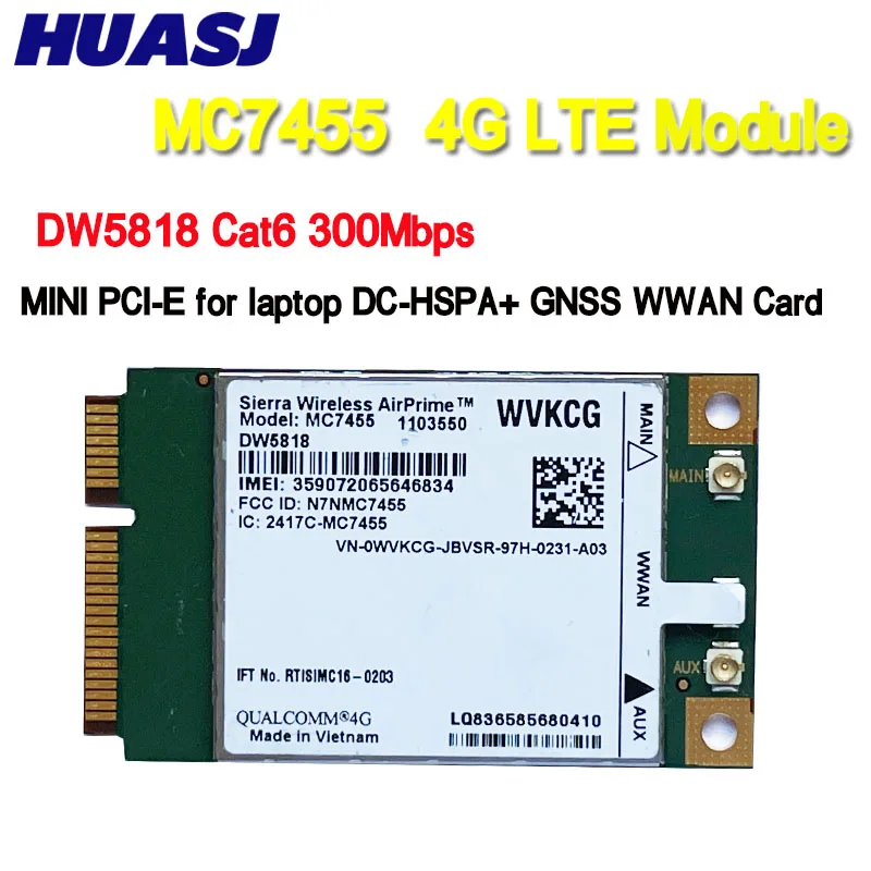 mini pci-e FDD-LTE 4g módulo cat6 para dell portátil wwan cartão