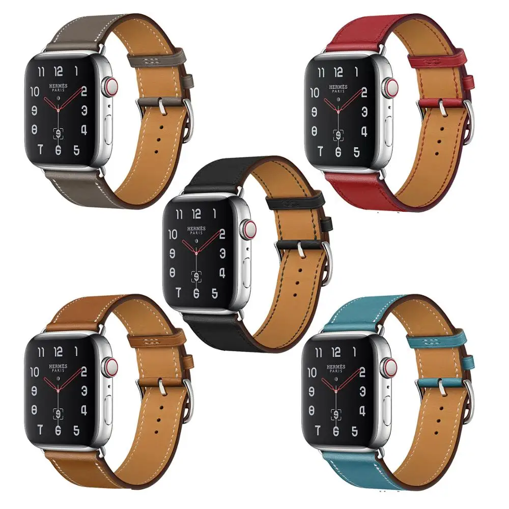 Ремешок из натуральной кожи для Apple Watch 4 3 2 1 38 мм 40 мм для мужчин и женщин кожаный ремешок для iwatch 4 44 мм