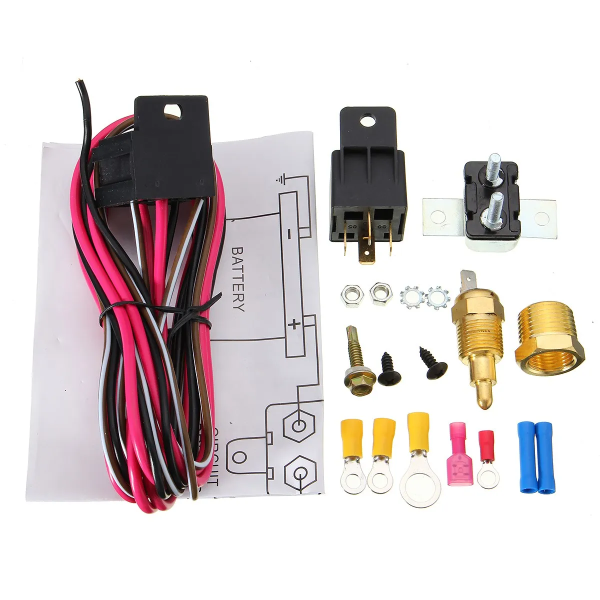 Car Engine Cooling Fan Thermostat Temperature Switch Sensor Relay Kit Car Switches & Relays 170