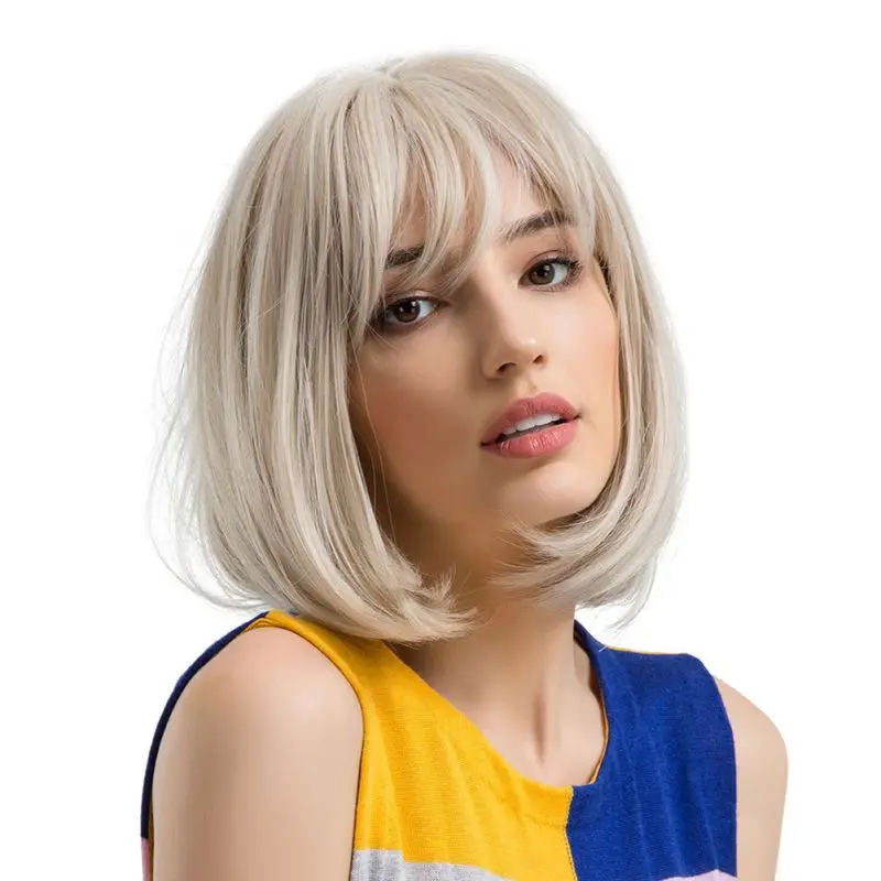 4 color Blonde Brazilian Straight Human Hair Bob Wigs 12 Inch Remy Short Ombre Bob Lace Front Wigs for Black Women Hair Styling