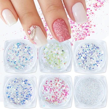 

6Pcs Nail Glitter Holographic Sparkle Flake Ultra-thin Sequins Gel Polish Dust Manicure Accessories Dipping Powder Set JI1539-20
