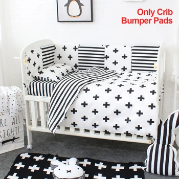

6pcs Crib Bumper Pads Nursery Bed Bedding Cotton Blend Home Breathable Machine Washable Baby Safe Bedroom Pillows 30x30cm Square