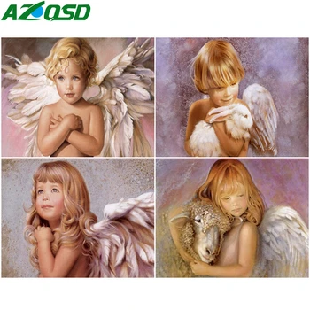 

AZQSD Painting By Numbers Angel Drawing On Canvas Acrylic Paint Unframe Pictures By Numbers Portrait Home Decoration