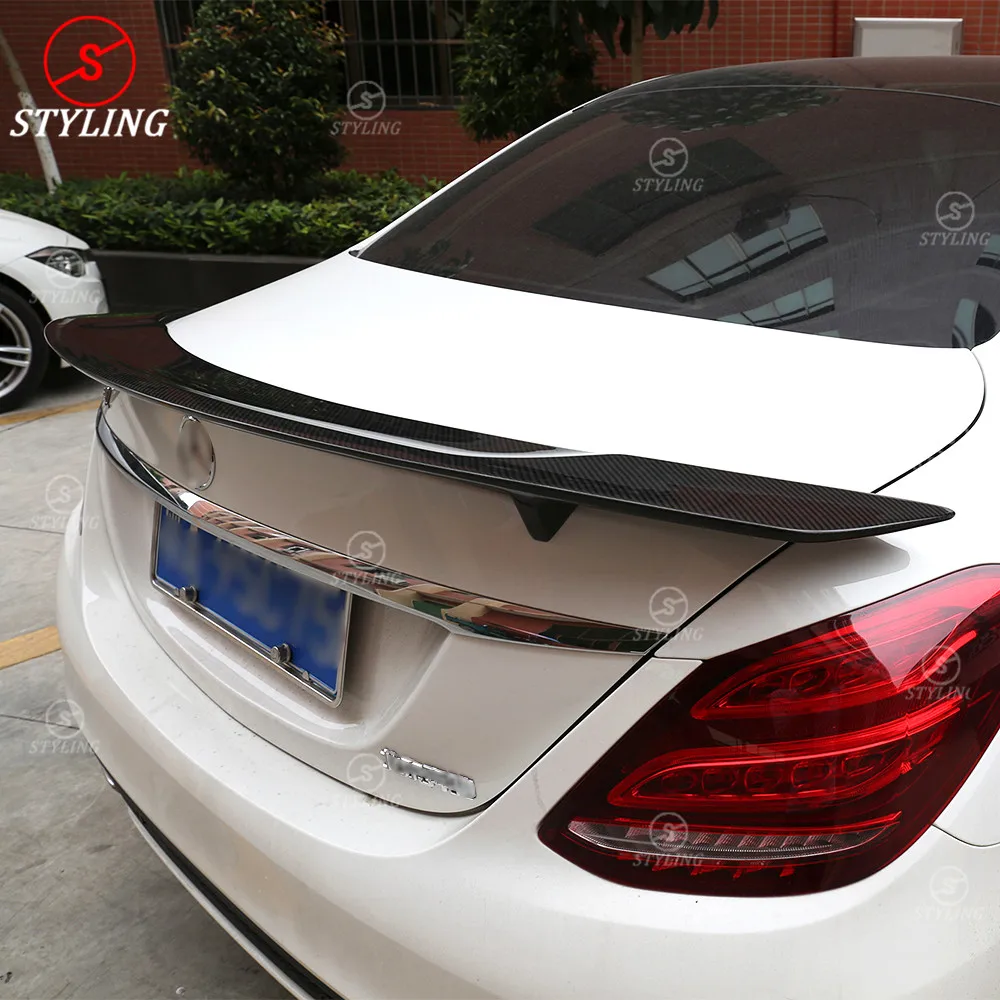 W205 седан УГЛЕРОДНЫЙ спойлер RT стиль для Mercedes benz C300 C200 C63 AMG заднего багажника крыла