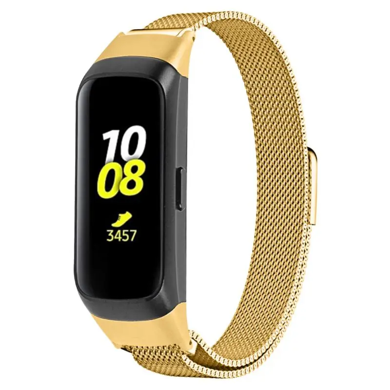 Золотой Ремешок для часов совместим с/для samsung Galaxy Fit SM-R370, магнитный сетчатый ремешок из нержавеющей стали браслеты - Цвет: Золотой