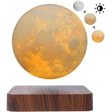 

3D Print Rotating Floating Moon Night Light Touch 3 Color Creative Magnetic Levitation Desk Lamp for Wedding Holiday Room Decor