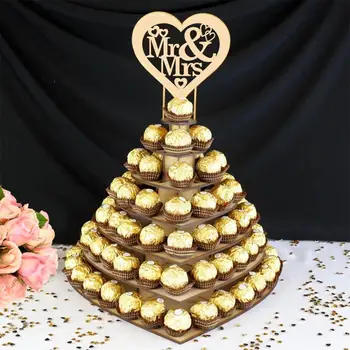 

Chocolate Display Stand Wooden Plywood Wood Color Desktop Cookies Mr&Mrs Heart Home Snack Display Chocolate Frame