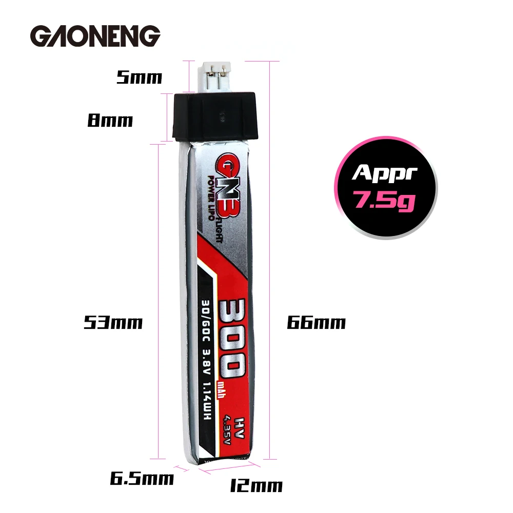 5 шт. Gaoneng GNB 1S 300mAh 3,8 V HV 30C/60C LiHV Lipo аккумулятор PH2.0 разъем для UK65 US65 Mobula7Snapper BetaFPV 65S Дрон