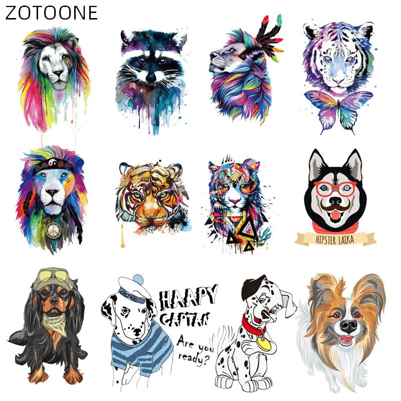 Термоклейкая нашивка ZOTOONE с изображением животных мультяшная собака тигр