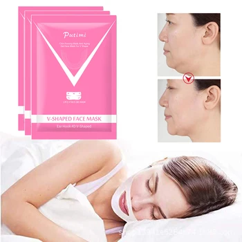 

4pcs Lifting Face Mask Hanging Ear V Shape Face Slim Chin Check Lift Peel-off Mask Double V Shaper Face Slimming Bandage Mask