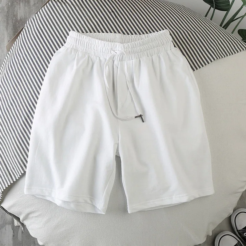 White Shorts Men Japanese Style Polyester Running Sport Shorts for Men Casual Summer Elastic Waist Solid Shorts Printed Clothing casual shorts for women Casual Shorts