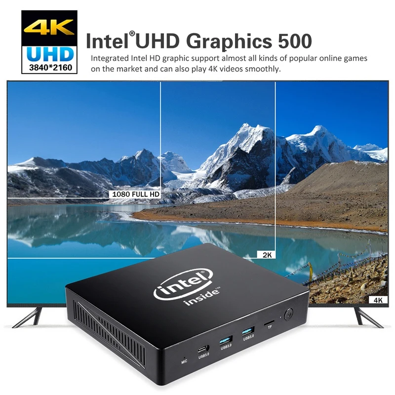 J3455 Windows10 Мини ПК 4G+ 64G Поддержка HDMI VGA двойной выход четырехъядерный Мини компьютер