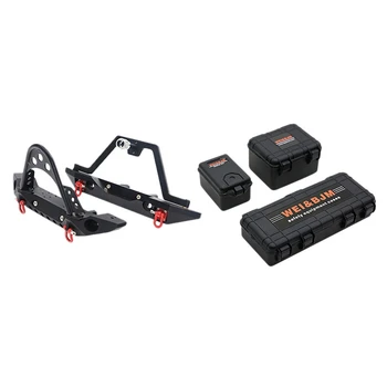 

1x Metal Front and Rear Bumper Belt Decoration Box for Trx-4 Axial Scx10 & 4Pcs 2.2 Inch Metal Beadlock Wheels Rims