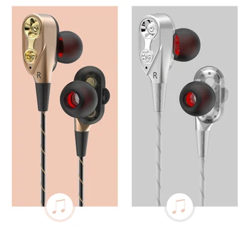 

Earphones Headphones Bass Dual Drive Stereo In-Ear Earphones With Microphone Computer Earbuds For Phone Sport Headsets