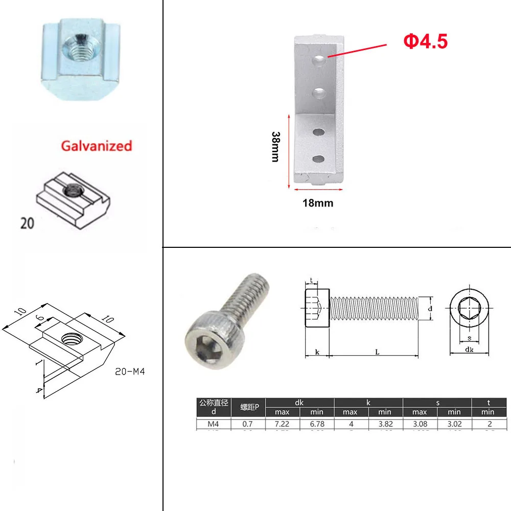 m4 t slot nuts parafuso de sextavado 20 04