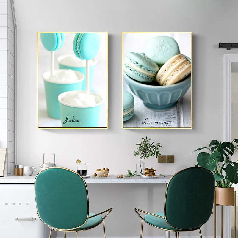 Nordic-kitchen-decoration-canvas-art-dessert-food-painting-green-mint-macarone-Poster-Wall-Art-Print (1)