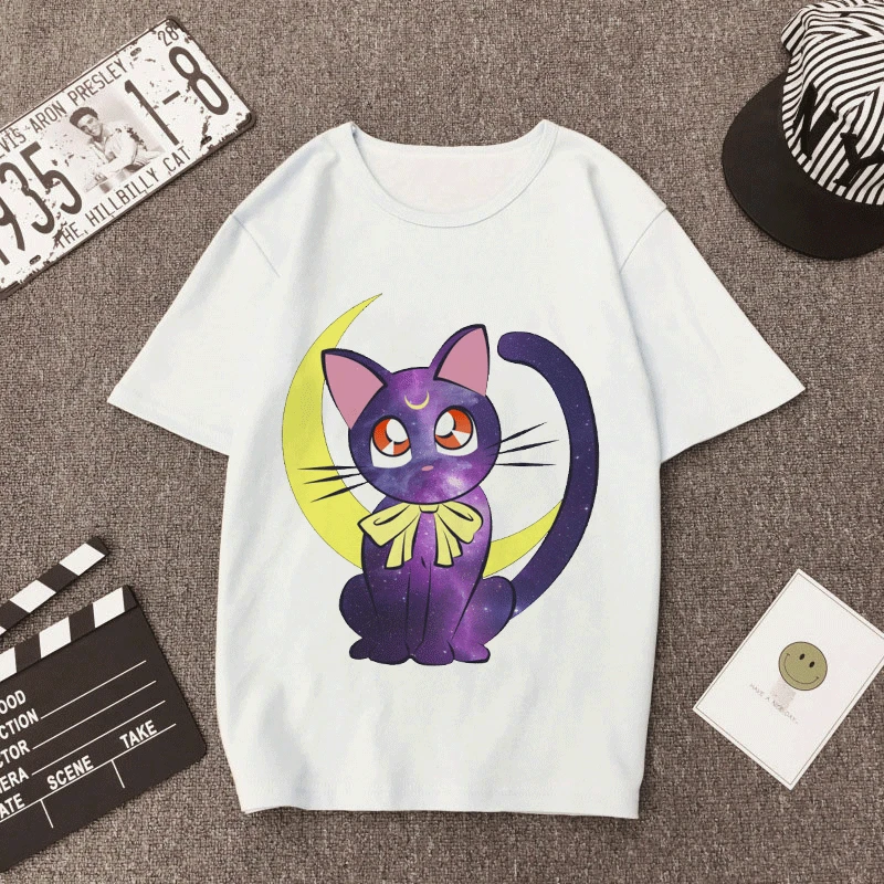 Сейлор Мун Лето Новая модная футболка Harajuku короткий рукав Забавный Ulzzang футболка большой глаз девушка футболка мультфильм женские топы тройники - Цвет: 2863