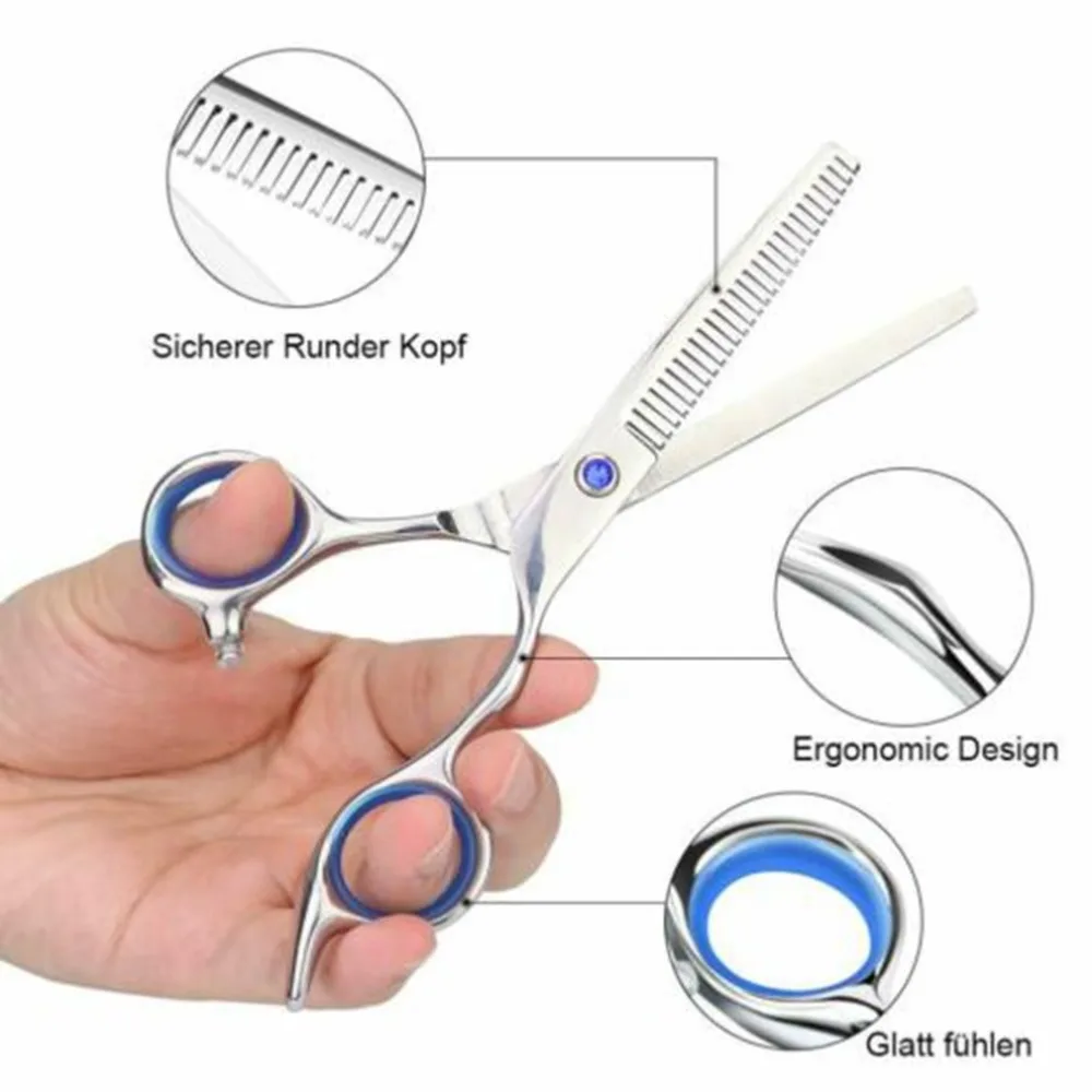 Barber And Hairdressing Tool Set Flat Tooth Clipper Curved Finger Rest Scissors Is Highly Polished Sharp 1 Set
