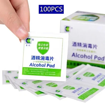 

100pcs 70% Disposable Alcohol Disinfectant Cotton Pads Skin Sterilize for Mobile Phone Watch Screen Disinfection Antiseptic